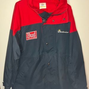 Vintage 90s Budweiser Jacket Red /‎ Navy Blue Size XL Anheuser Busch Warehouse
